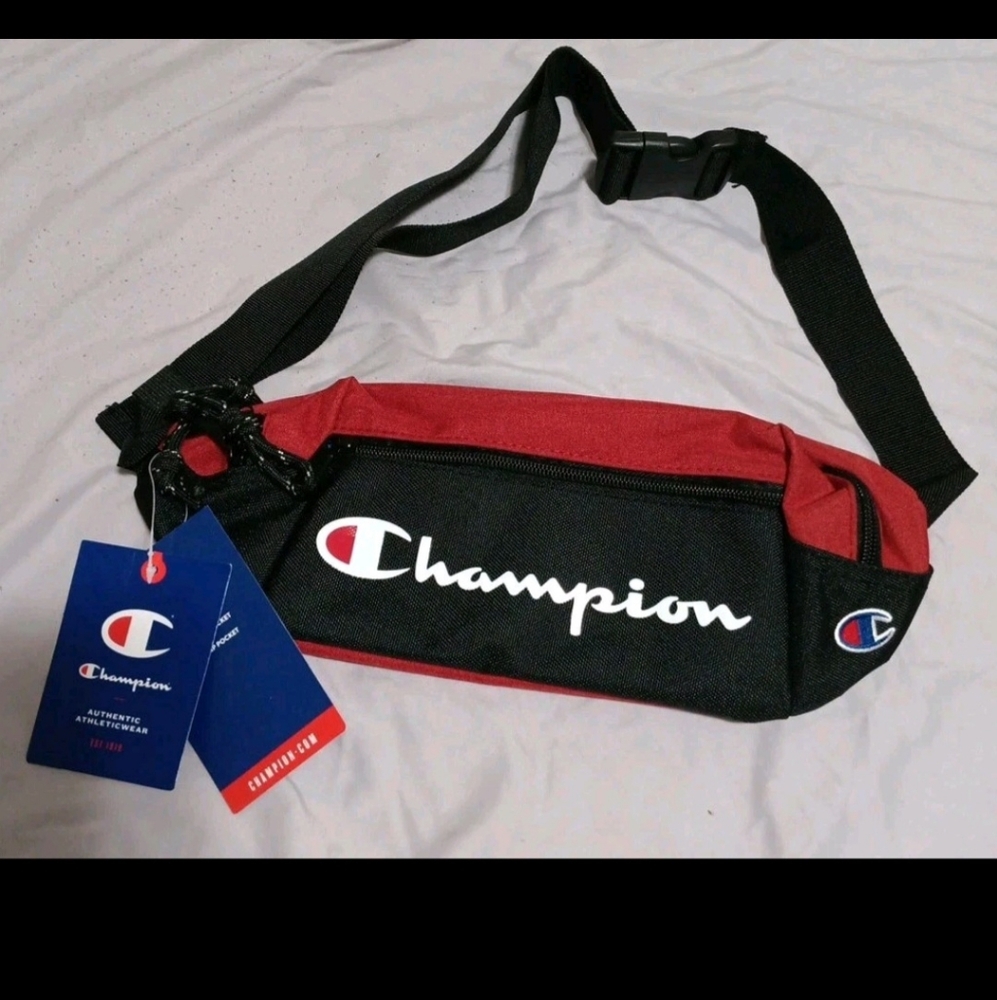 Champion Waist Bag Red & Black Shoulder Fanny Pack C Prime Logo Waist/Sling Bag